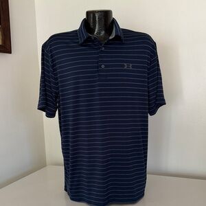 Under Armour Men's Dark Blue Striped Polo L